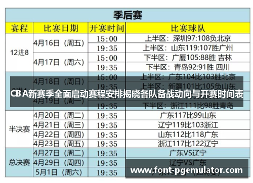 CBA新赛季全面启动赛程安排揭晓各队备战动向与开赛时间表