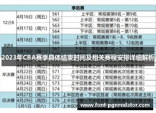 2023年CBA赛季具体结束时间及相关赛程安排详细解析 2023年CBA赛季具体结束时间及相关赛程安排详细解析