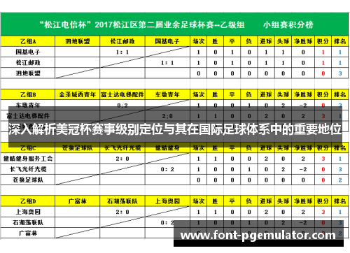 深入解析美冠杯赛事级别定位与其在国际足球体系中的重要地位 深入解析美冠杯赛事级别定位与其在国际足球体系中的重要地位