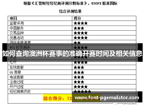 如何查询澳洲杯赛事的准确开赛时间及相关信息 如何查询澳洲杯赛事的准确开赛时间及相关信息